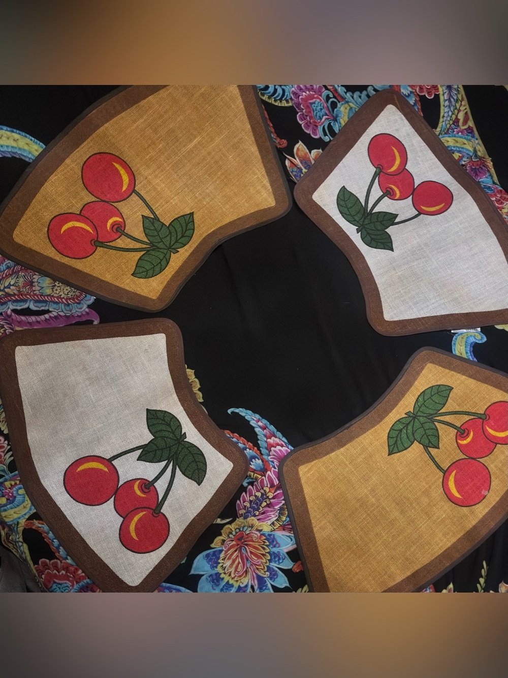 Rare! Set of 4 VTG wedge shaped Nagel Piepmats Jute Placemats 🍒W Germany
